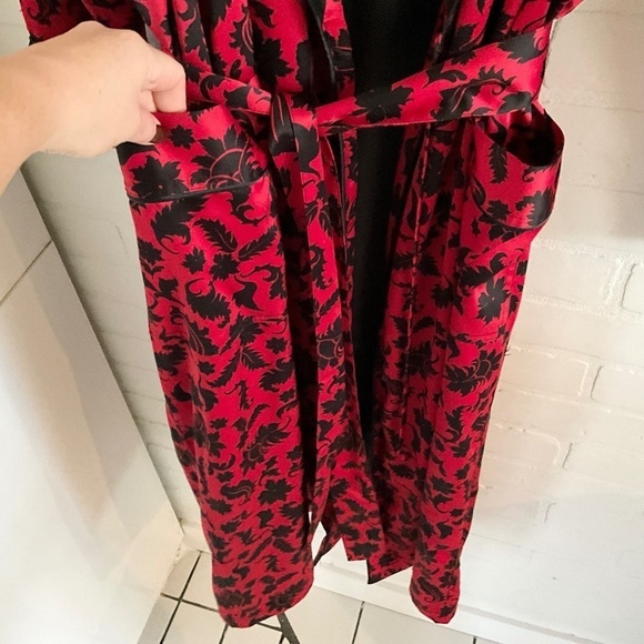 Vintage Y2K Robe Satiny Paisley Red Black Dark Romantic Fairy S Oversized - Picture 5 of 15